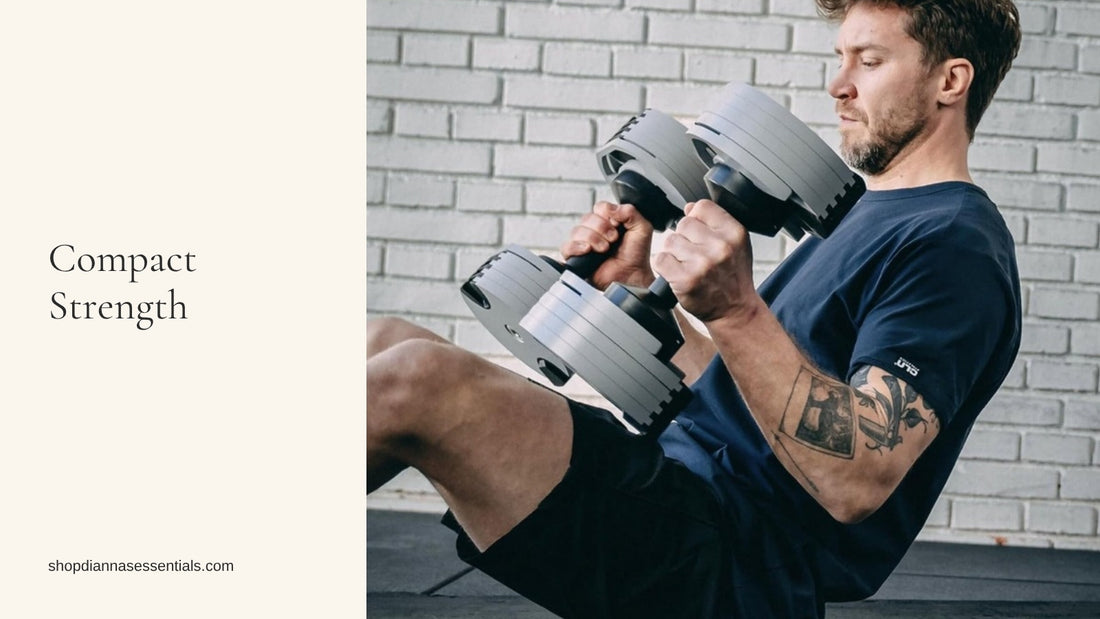 Man doing a seated core exercise with NUOBELL adjustable dumbbells