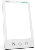 Verilux HappyLight Luxe 10,000 lux light therapy lamp with adjustable stand on a white background