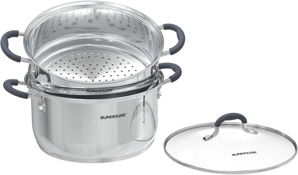 Sunhouse 2-Tier Stainless Steel Vegetable Steamer Pot