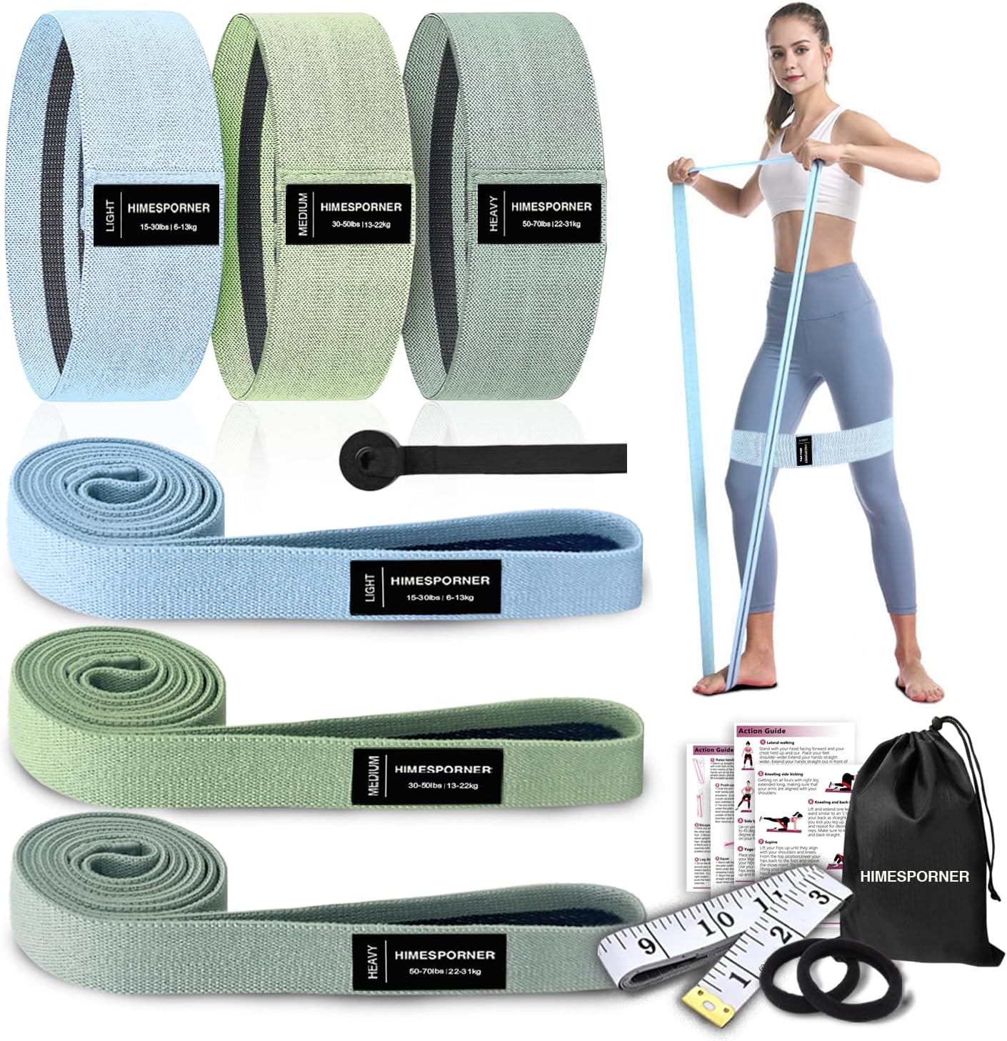 HIMESPORNER Fabric Resistance Bands Set