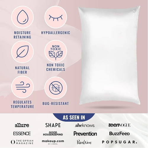 Blissy mulberry silk pillowcase with moisture-retaining, hypoallergenic, and temperature-regulating benefits