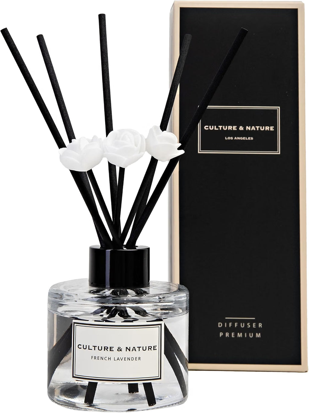 CULTURE & NATURE French Lavender reed diffuser set 4oz with rattan sticks for sleep