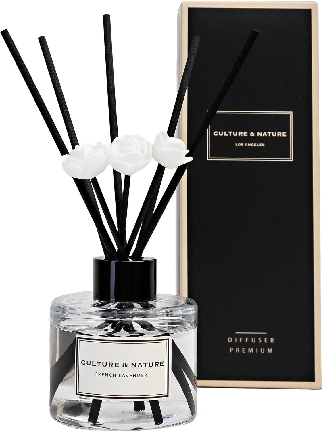 CULTURE & NATURE French Lavender reed diffuser set 4oz with rattan sticks for sleep