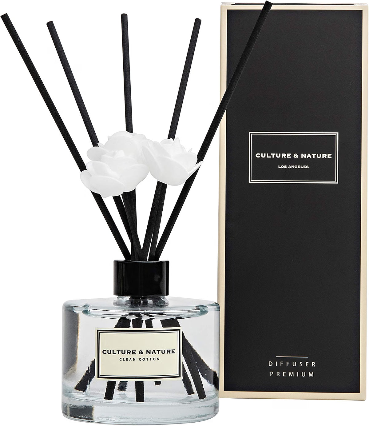 Clean Cotton reed diffuser 200ml bottle and reeds for home office desk
