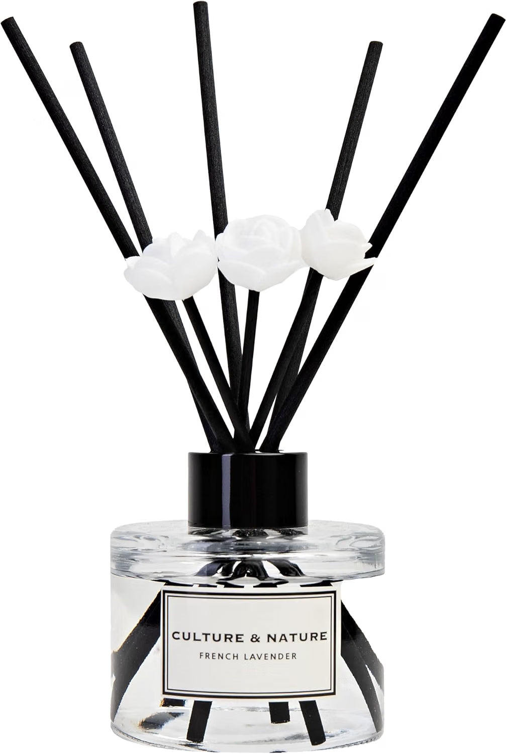 French Lavender reed diffuser 120ml bottle and reeds on nightstand for calmer sleep