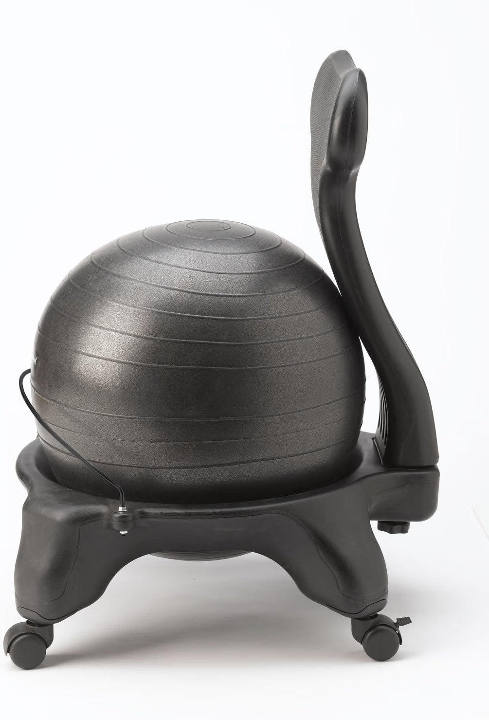 Black Gaiam Classic Balance Ball Chair with stability ball, backrest, and rolling base