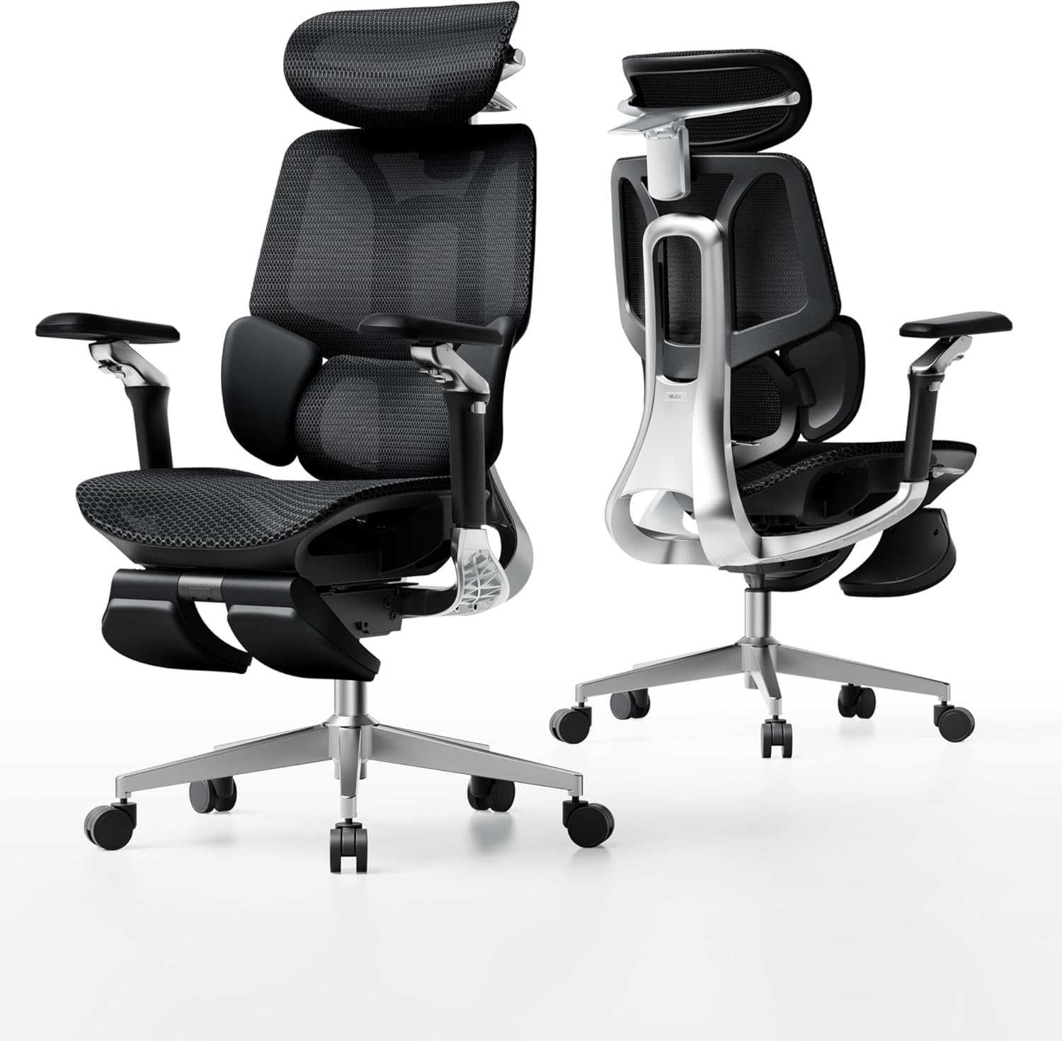 Hbada E3 Pro ergonomic office chair, side view in black