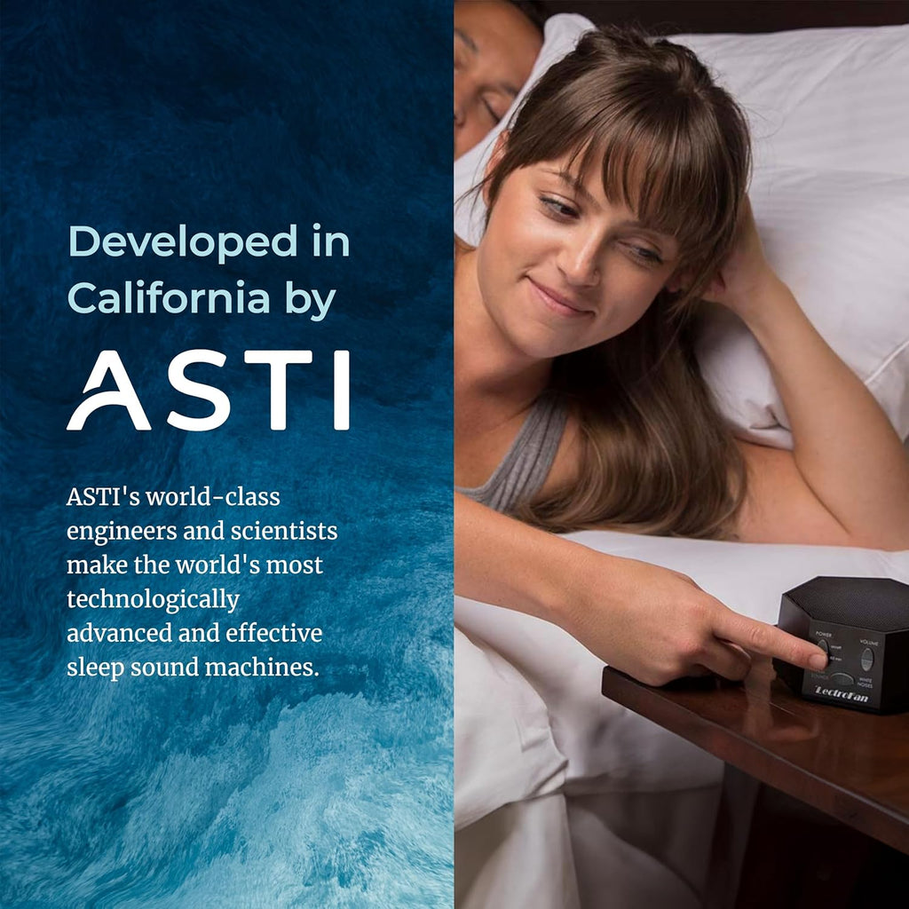 LectroFan Classic Sound Machine graphic reading Developed in California by ASTI