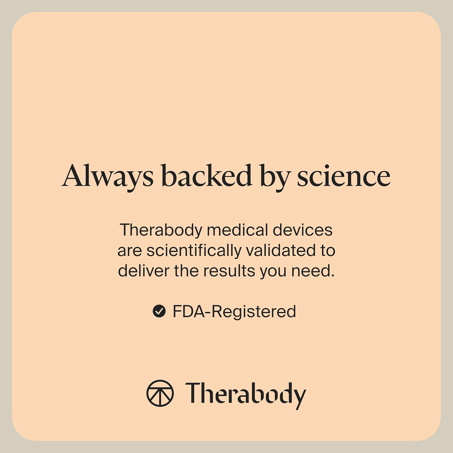 Therabody logo with FDA-registered badge for the TheraGun Relief massage gun