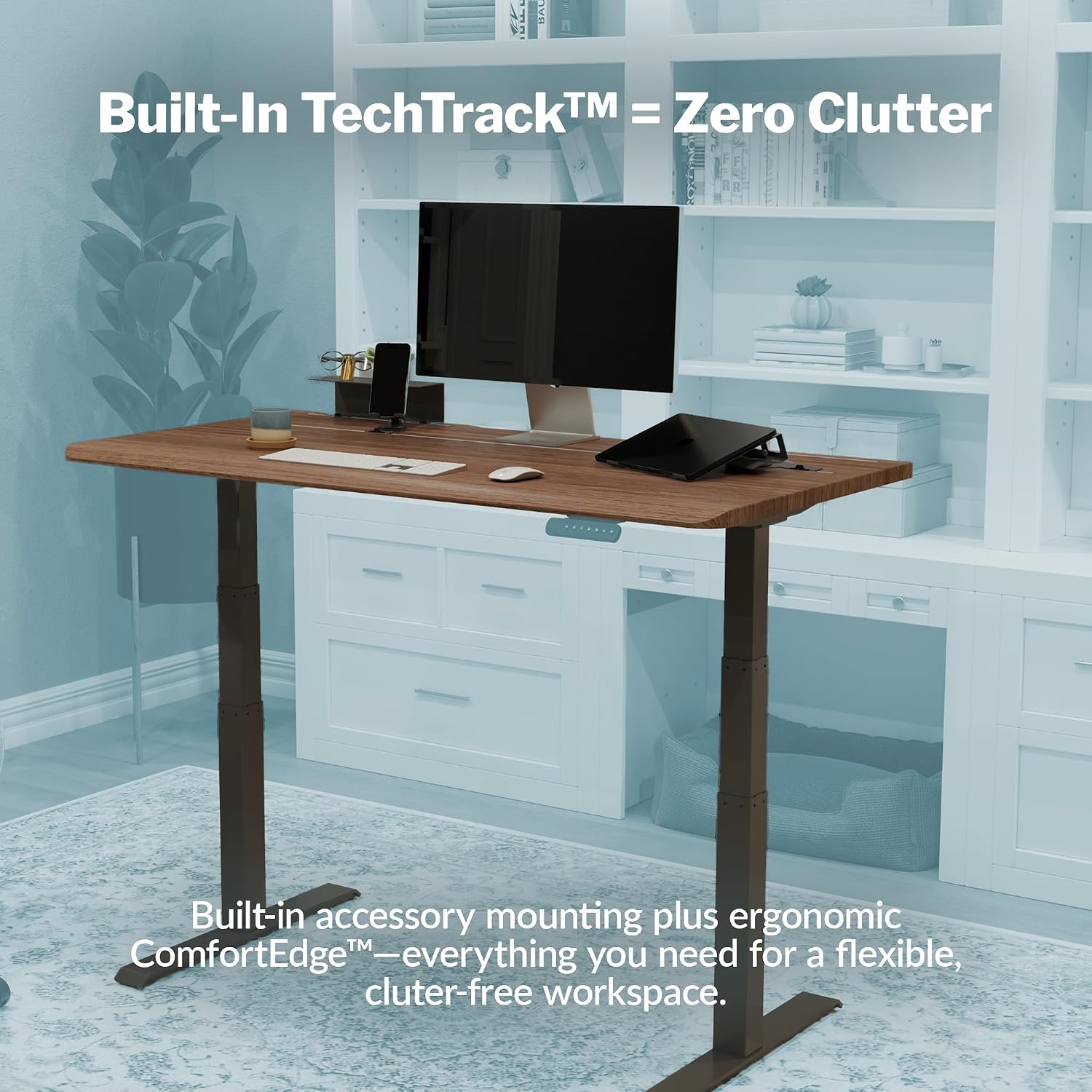 Vari ComfortEdge electric standing desk in reclaimed wood