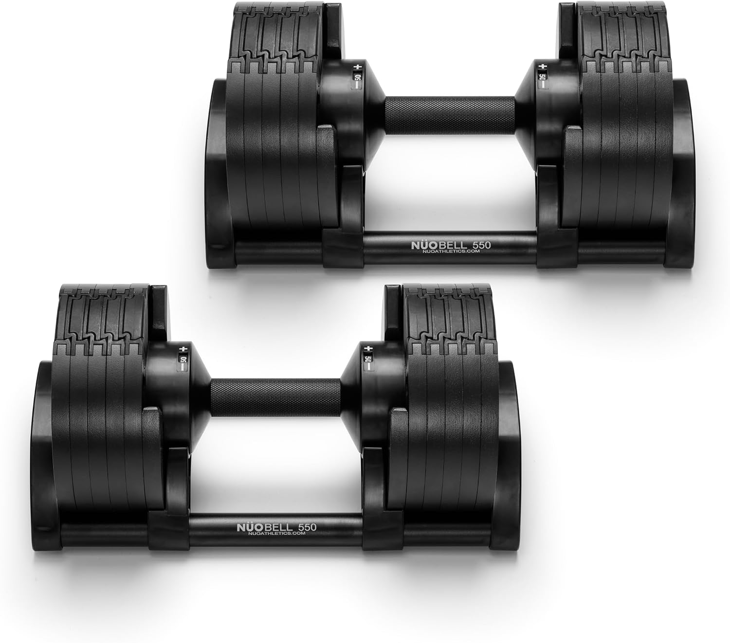 NUOBELL Adjustable Dumbbell Set - 50 LB Black
