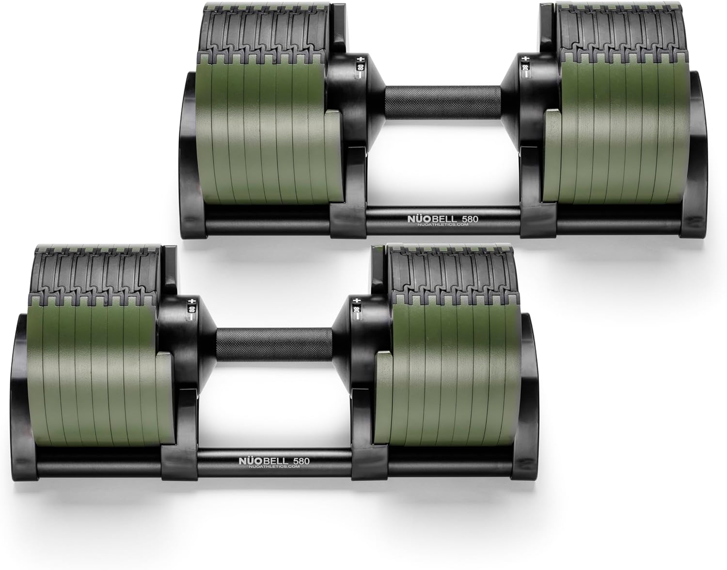 NUOBELL Adjustable Dumbbell Set - 80 LB Green