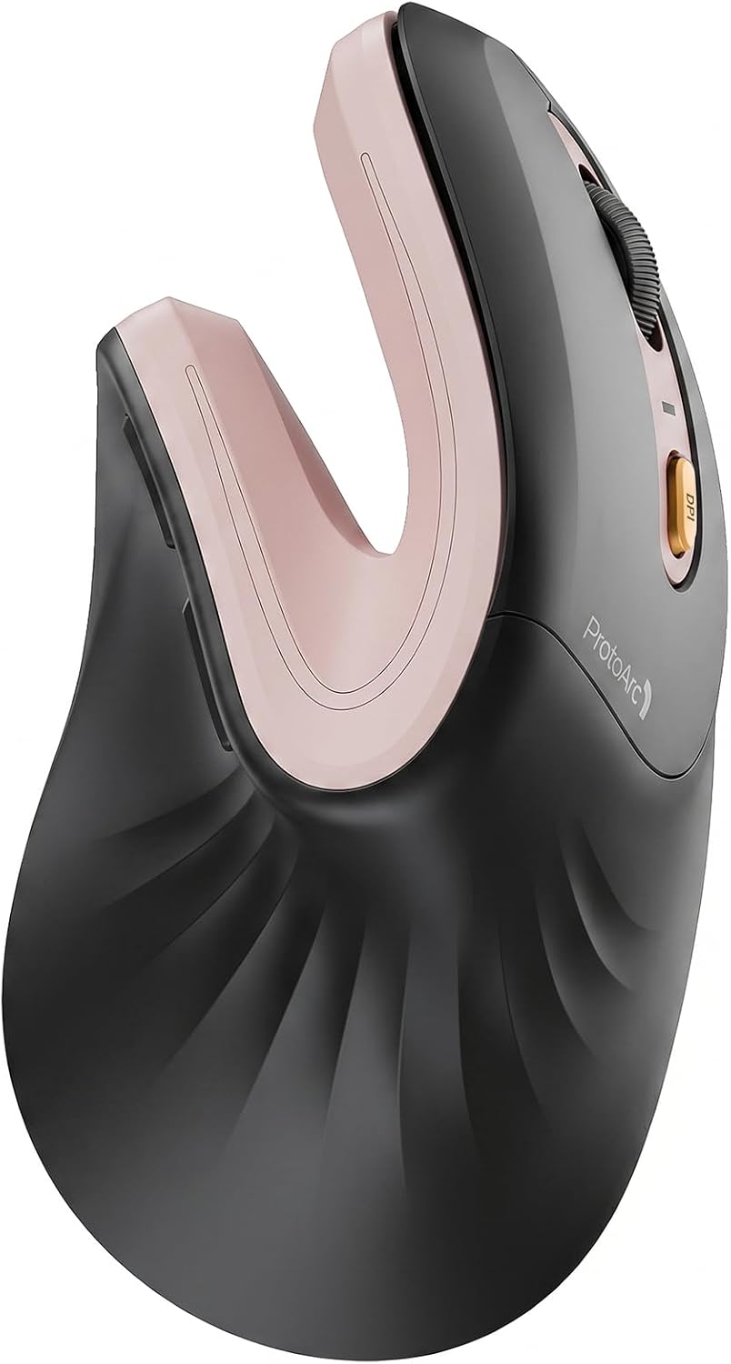 ProtoArc EM11 NL Wireless Ergonomic Mouse in Black Pink