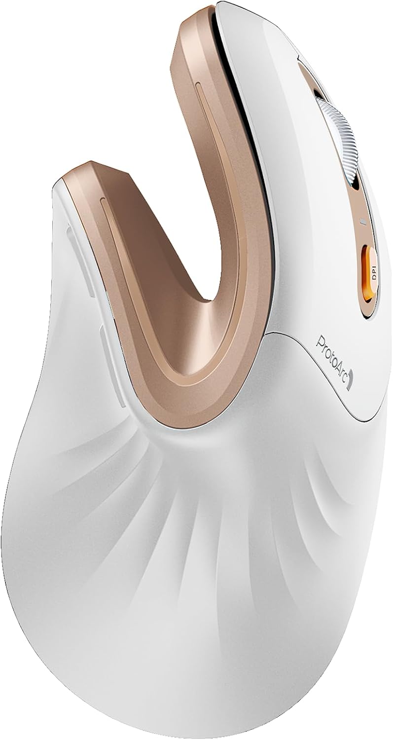 ProtoArc EM11 NL Wireless Ergonomic Mouse in White Gold