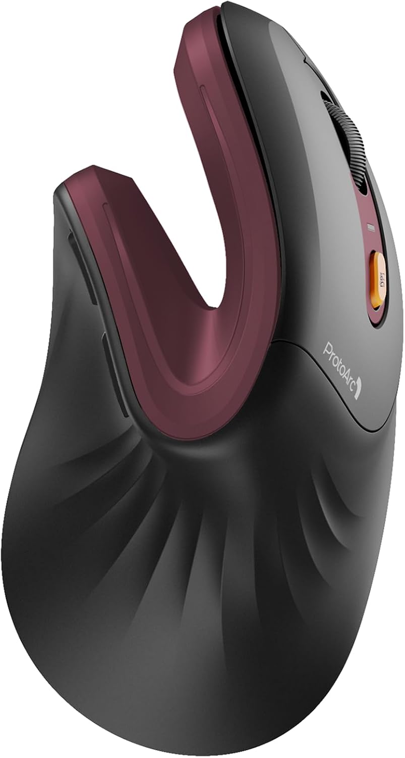 ProtoArc EM11 NL Wireless Ergonomic Mouse in Wine Red